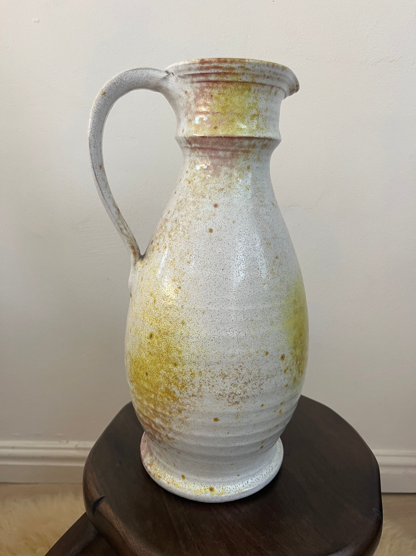 Studio Pottery Jug, Speckled Yellow Glaze